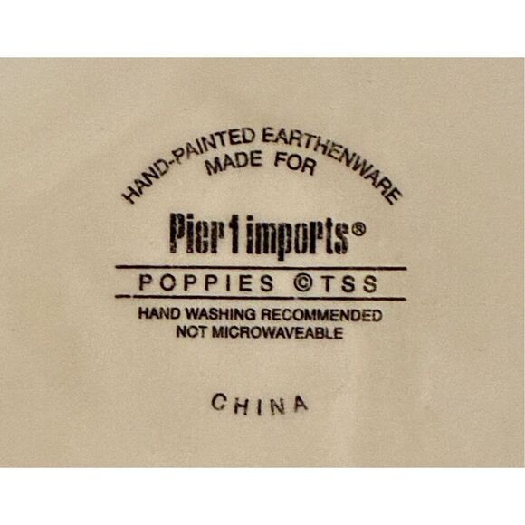 Pier 1 Imports Hand-Painted 11.25” Earthenware Pitcher Poppies Collection - Picture 4 of 6